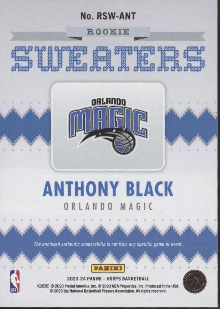 Anthony Black 2023 - 24 Panini Hoops Sweaters Swatch RC #RSW - ANT - Collector Store LLC