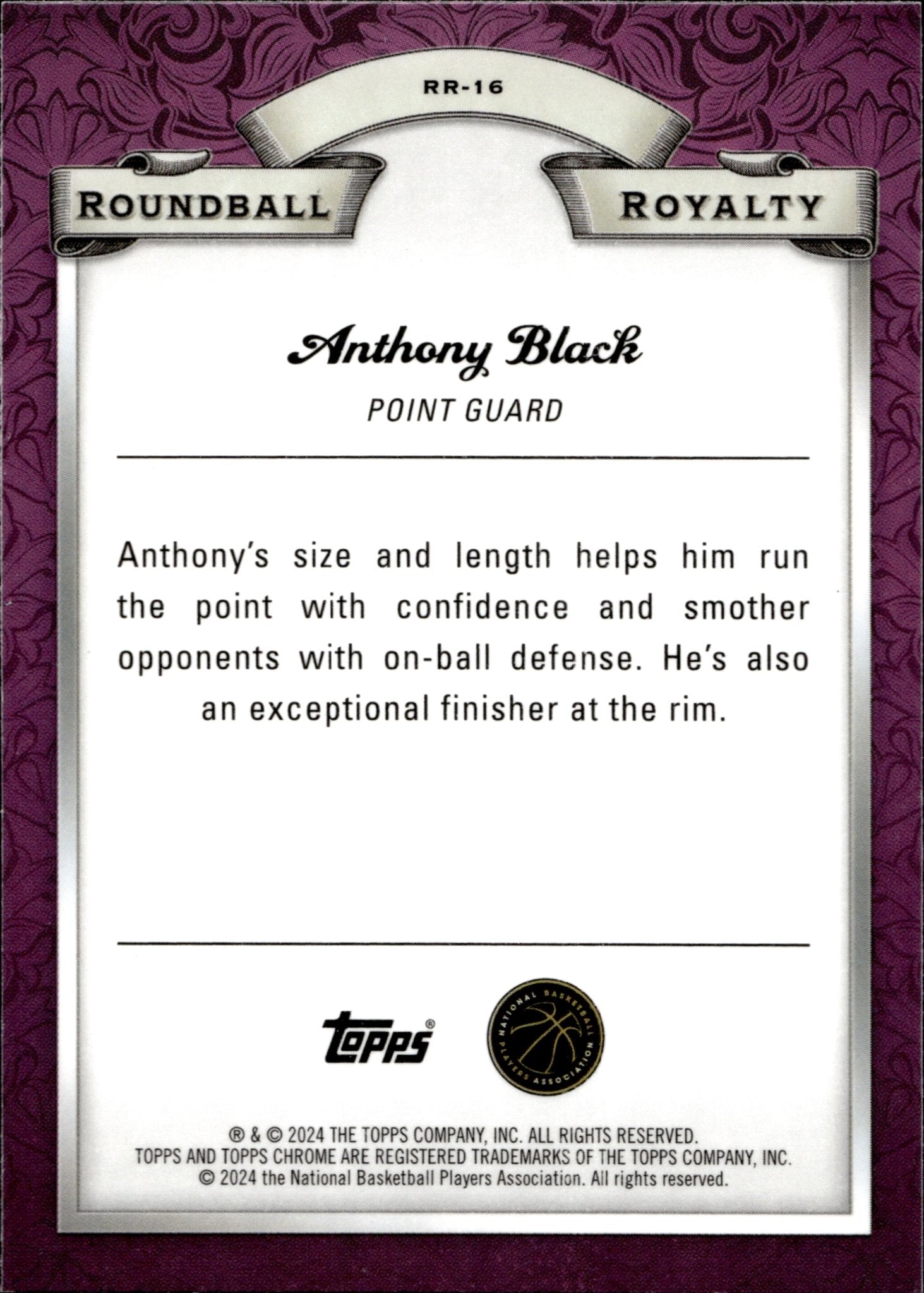 Anthony Black 2023 - 24 Topps Chrome Roundball Royalty Green Refractor RC #RR - 16 - Collector Store LLC