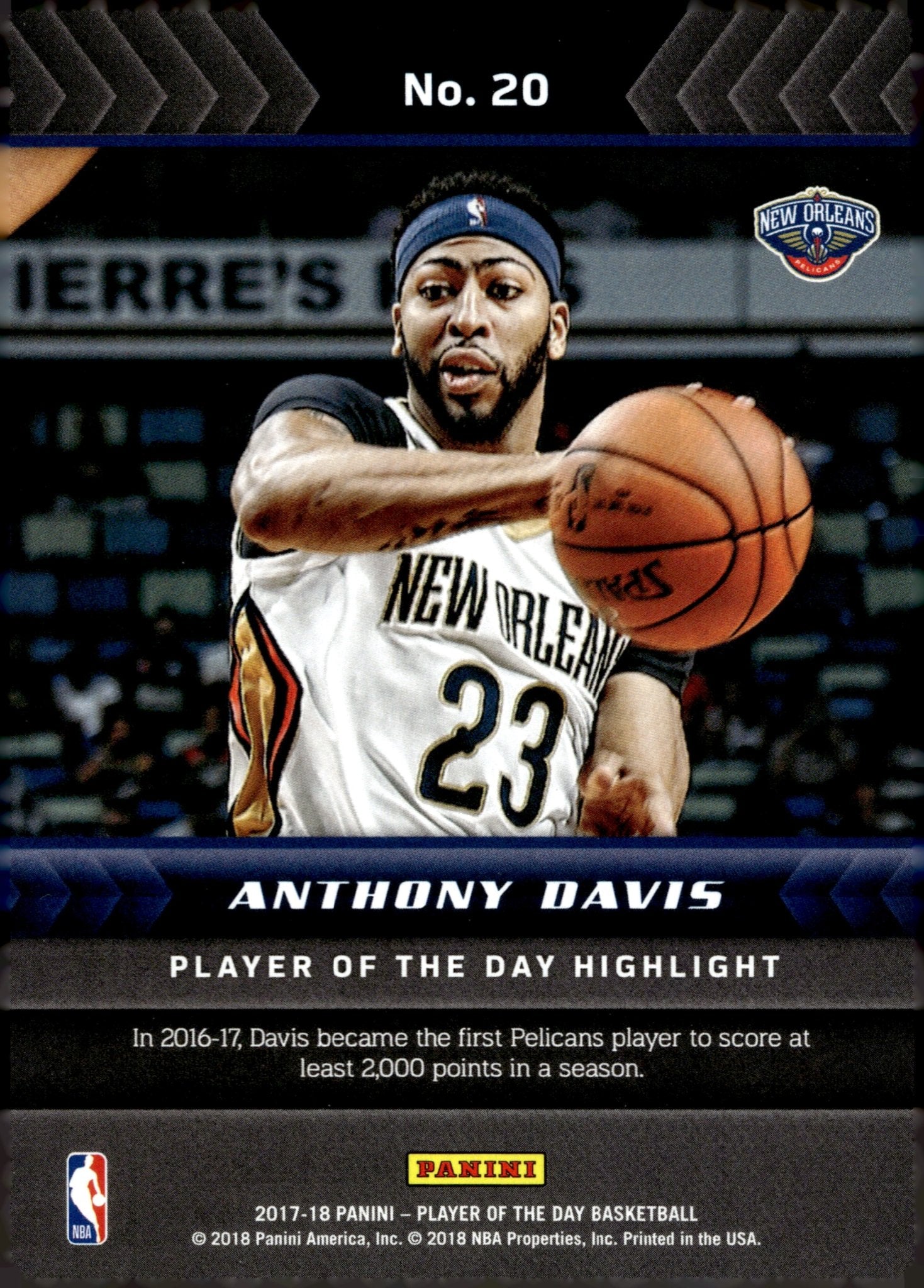 Anthony Davis 2017 - 18 Panini Player of the Day #20 - Collector Store LLC