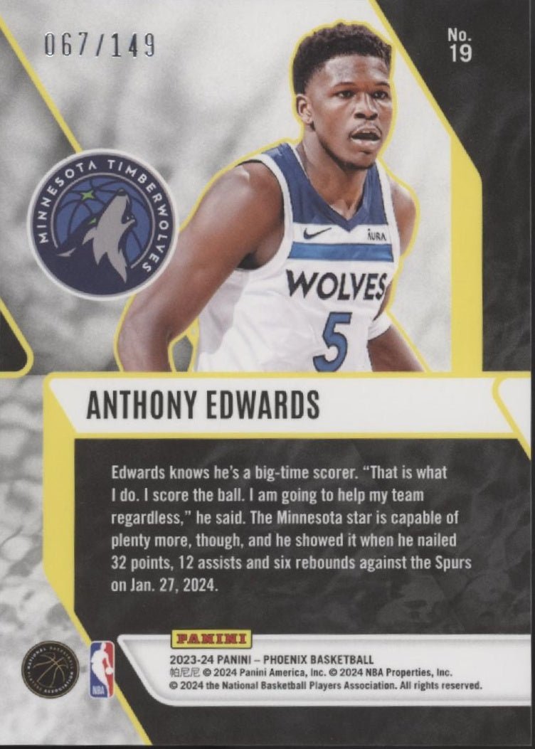 Anthony Edwards 2023 - 24 Panini Phoenix Fade to Black Green Atomic Refractor /149 - Collector Store LLC