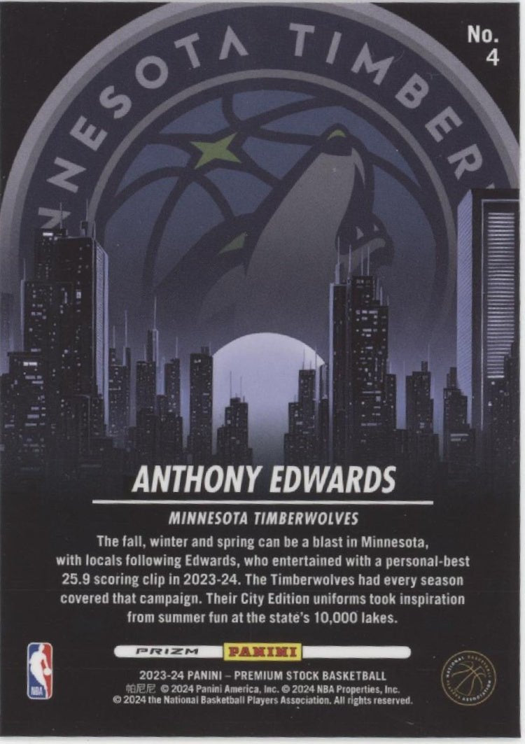 Anthony Edwards 2023 - 24 Panini Premium Stock City Edition Prizm #4 - Collector Store LLC