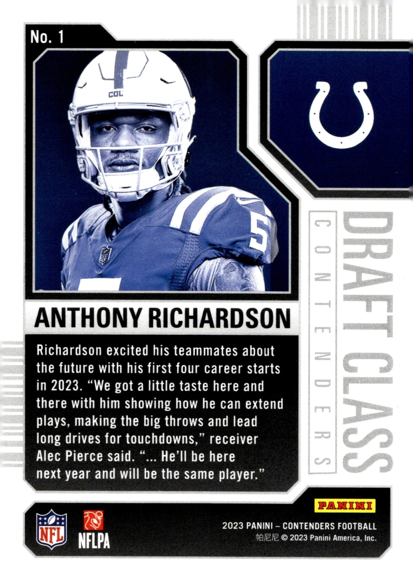 Anthony Richardson 2023 Panini Contenders Draft Class RC #1 - Collector Store LLC