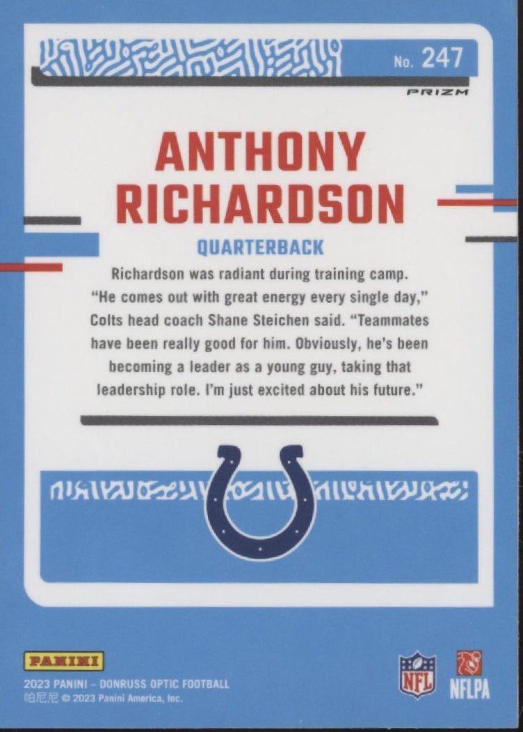 Anthony Richardson 2023 Panini Donruss Optic Rated Rookie Green Prism RC #247 - Collector Store LLC