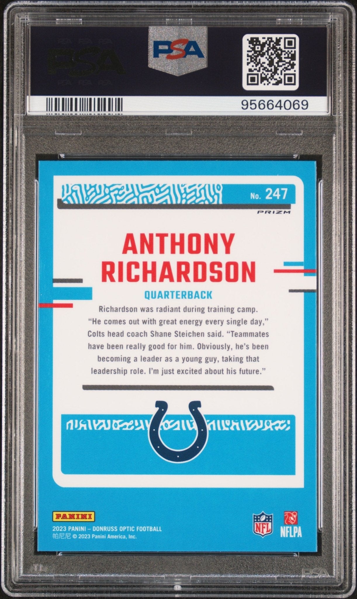 Anthony Richardson 2023 Panini Donruss Optic Rated Rookie Holo RC #247 PSA 10 - Collector Store LLC