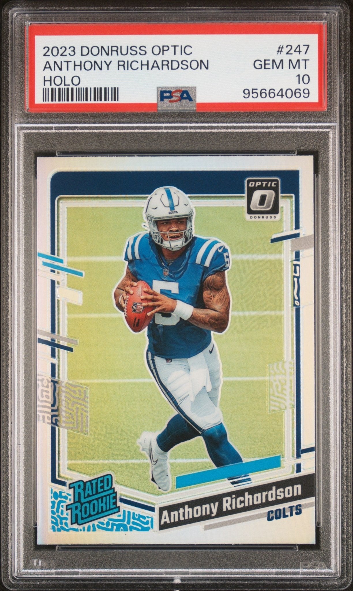 Anthony Richardson 2023 Panini Donruss Optic Rated Rookie Holo RC #247 PSA 10 - Collector Store LLC