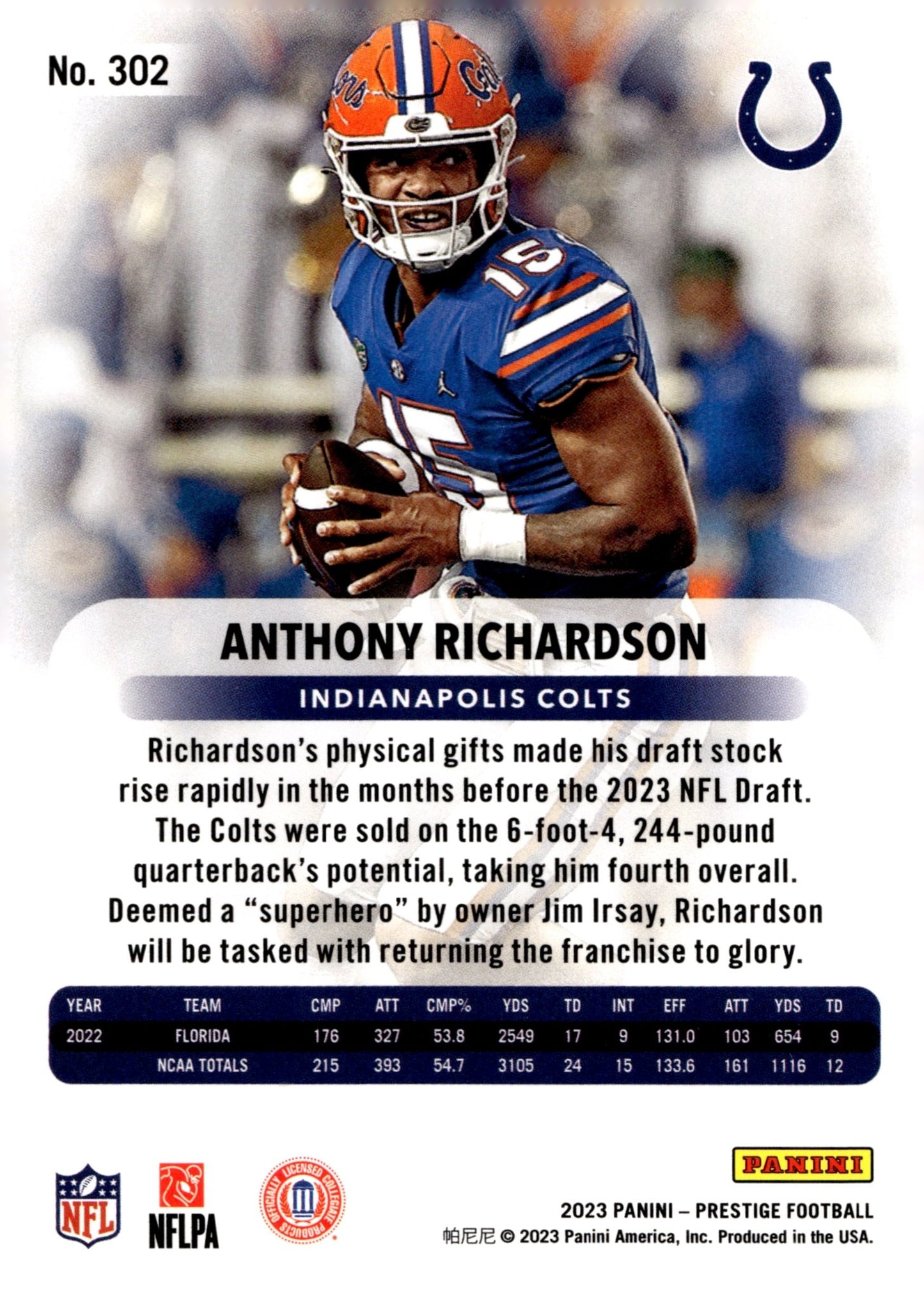 Anthony Richardson 2023 Panini Prestige RC #302 - Collector Store LLC