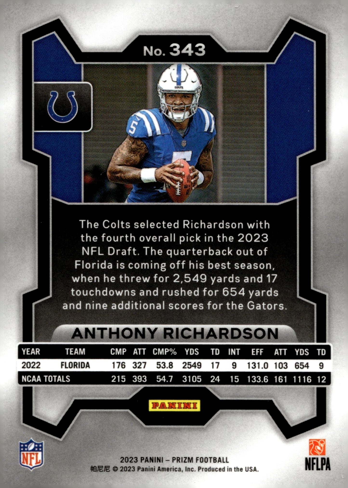Anthony Richardson 2023 Panini Prizm RC #343 - Collector Store LLC