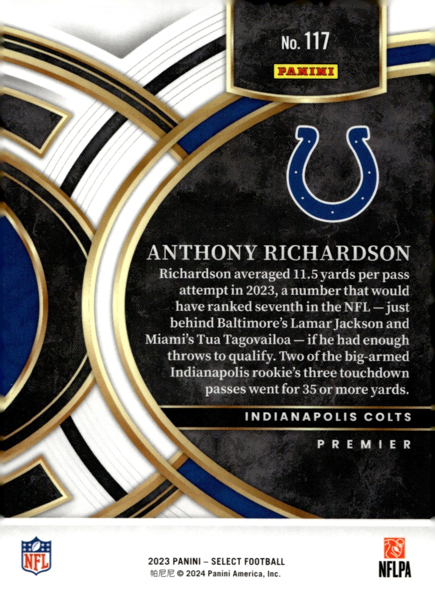 Anthony Richardson 2023 Panini Select RC #117 - Collector Store LLC
