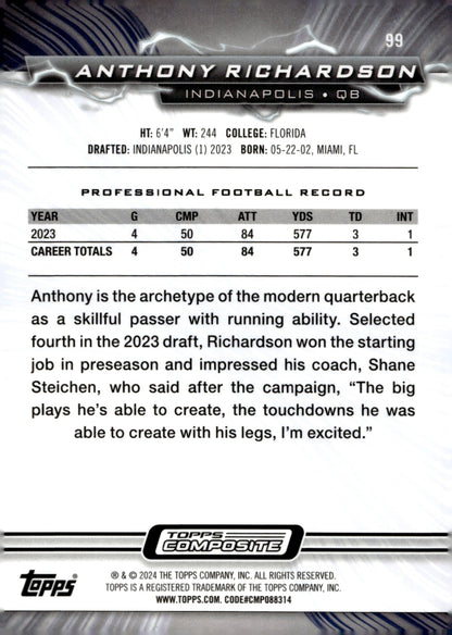 Anthony Richardson 2023 Topps Composite Resurgence Prism Refractor RC #99 - Collector Store LLC