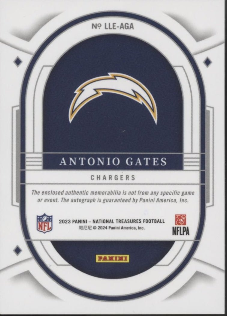 Antonio Gates 2023 Panini National Treasures Lasting Legacies Swatch Auto 70/99 - Collector Store LLC