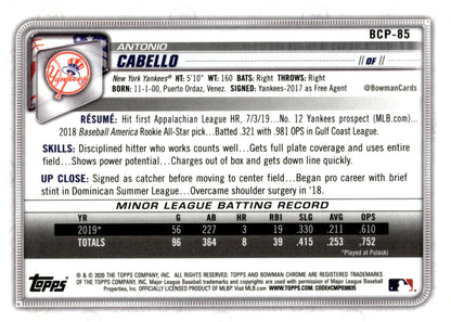 Antontio Cabello 2020 Bowman Chrome Mojo Refractor #BCP - 85 - Collector Store LLC