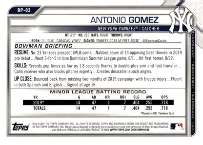 Antontio Gomez 2021 Bowman Prospect #BP - 82 - Collector Store LLC