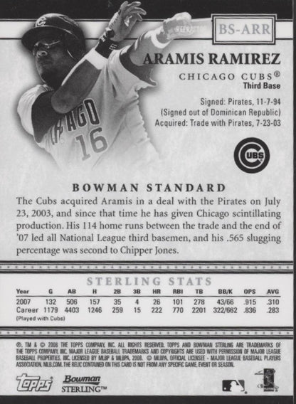 Aramis Ramirez 2008 Bowman Sterling Swatch #BS - ARR - Collector Store LLC