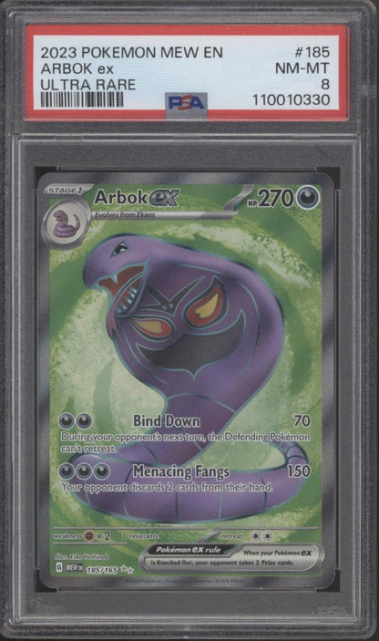 Arbok ex Pokemon 151 Ultra Rare #185 PSA 8 - Collector Store LLC