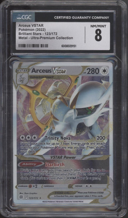 Arceus VSTAR Pokemon Brilliant Stars Ultra Premium Collection Metal Card CGC 8 - Collector Store LLC