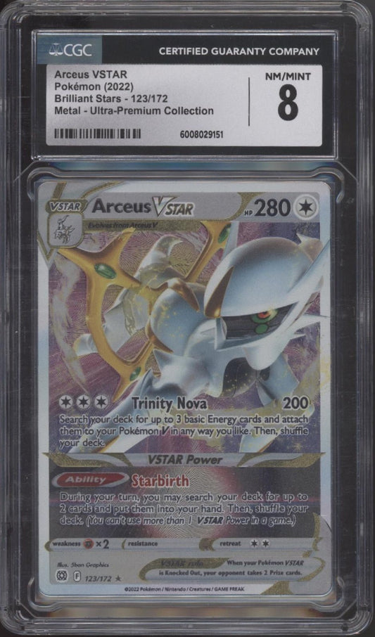 Arceus VSTAR Pokemon Brilliant Stars Ultra Premium Collection Metal Card CGC 8 - Collector Store LLC