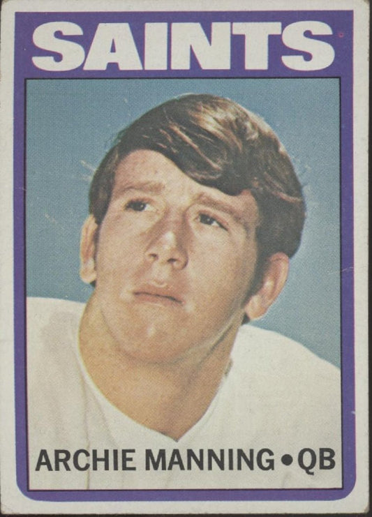 Archie Manning 1972 Topps RC #55 New Orleans Saints VG - EX - Collector Store LLC