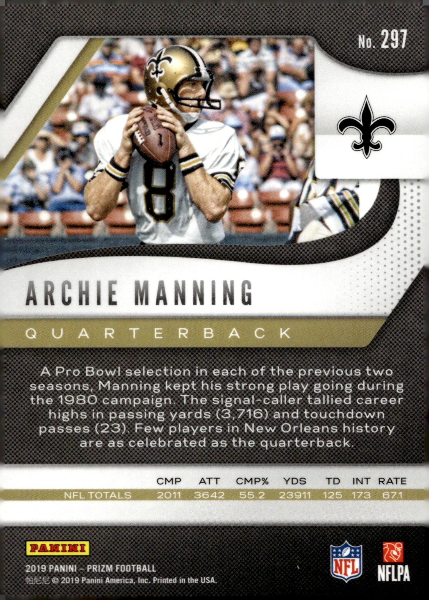 Archie Manning 2019 Panini Prizm #297 - Collector Store LLC