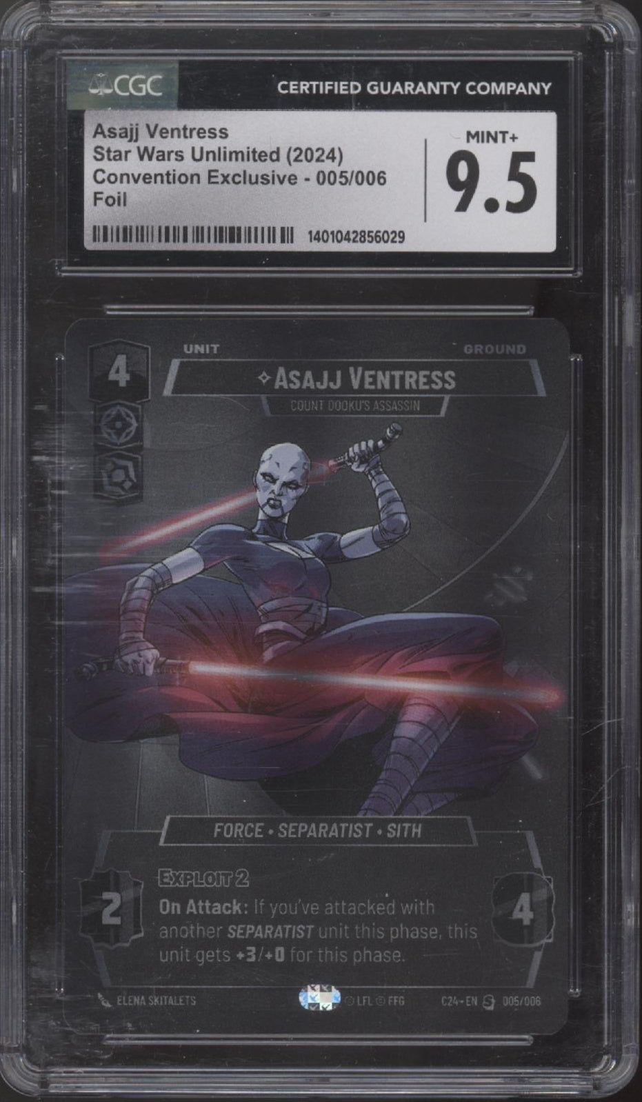 Asajj Ventress Star Wars Unlimited Convention Exclusive Foil #005 CGC 9.5 #1 - Collector Store LLC