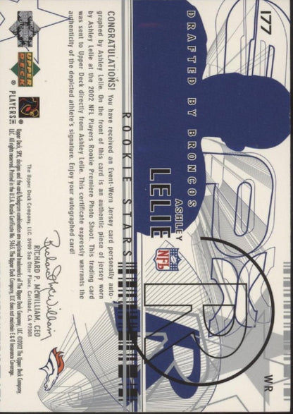 Ashley Lelie 2002 Upper Deck SPX Swatch Auto #177 - Collector Store LLC