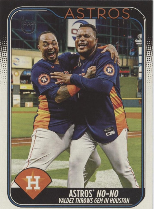 Astros No - No 2024 Topps Series 1 Valdez Throws Gem in Houston Vintage Stock 5/99 - Collector Store LLC