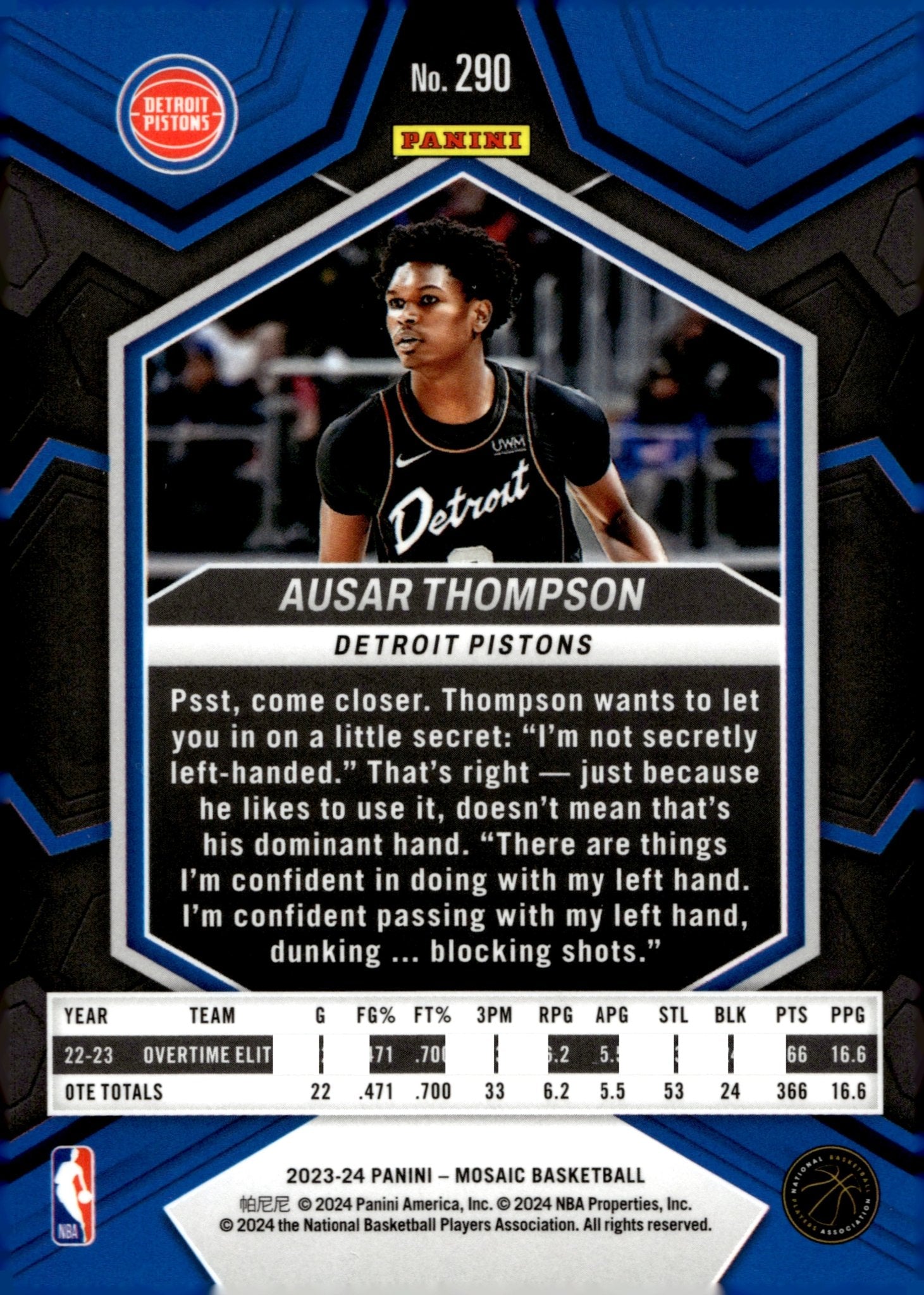 Ausar Thompson 2023 - 24 Panini Mosaic City Edition RC #290 - Collector Store LLC