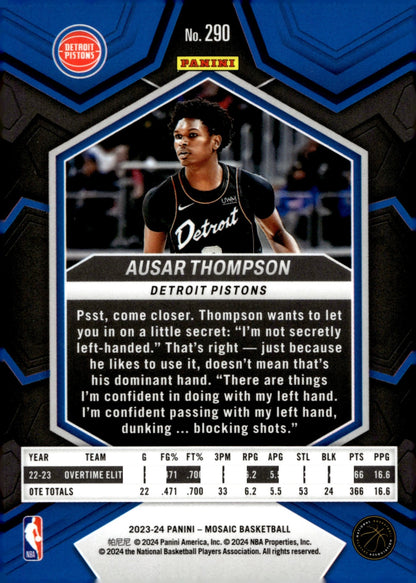 Ausar Thompson 2023 - 24 Panini Mosaic City Edition RC #290 - Collector Store LLC