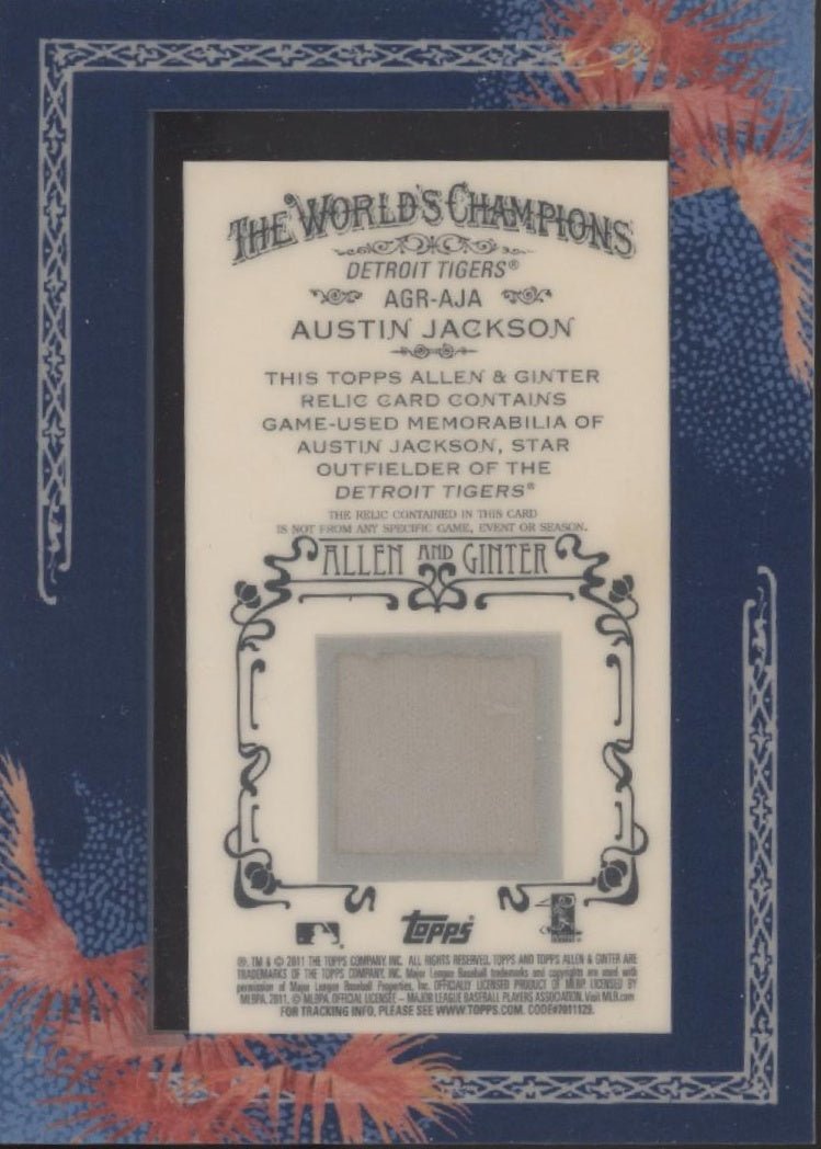 Austin Jackson 2011 Topps Allen & Ginter Mini Framed Swatch #AGR - AJA - Collector Store LLC