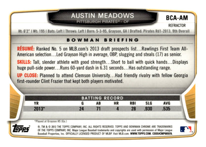 Austin Meadows 2013 Bowman Chrome Refractor Auto #BCA - AM - Collector Store LLC