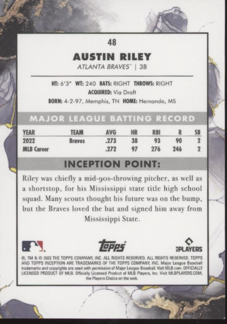Austin Riley 2023 Topps Inception #48 - Collector Store LLC