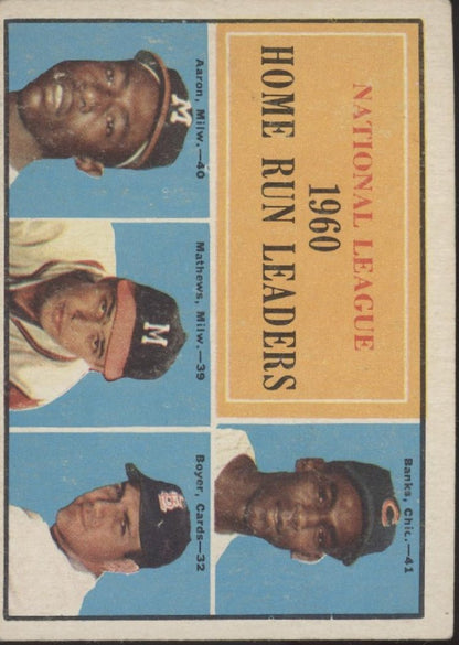 Banks / Aaron / Mathews / Boyer 1961 Topps Home Run Leaders #43 VG - EX #1 - Collector Store LLC