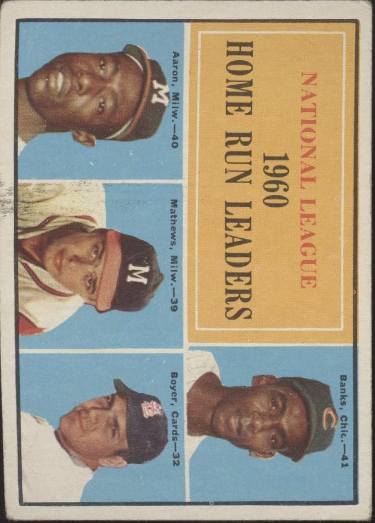 Banks / Aaron / Mathews / Boyer 1961 Topps Home Run Leaders #43 VG - EX #2 - Collector Store LLC