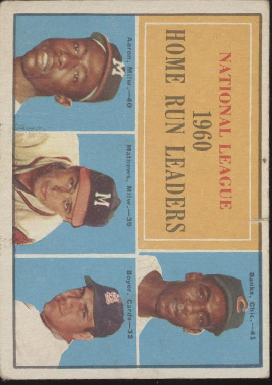Banks / Aaron / Mathews / Boyer 1961 Topps Home Run Leaders #43 VG - EX - Collector Store LLC