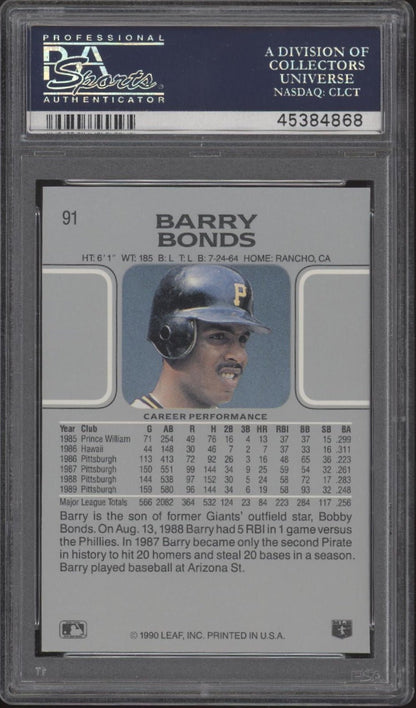 Barry Bonds 1990 Leaf 91 PSA 10 - Collector Store LLC