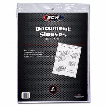 BCW: 8.5X11 Document Sleeves (100ct) - Collector Store LLC