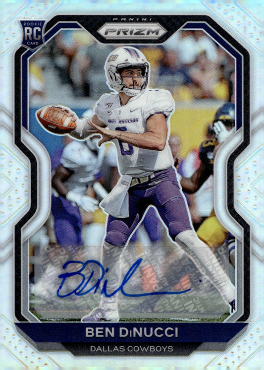 Ben DiNucci 2020 Panini Prizm Silver Prizm RC Auto #337 - Collector Store LLC