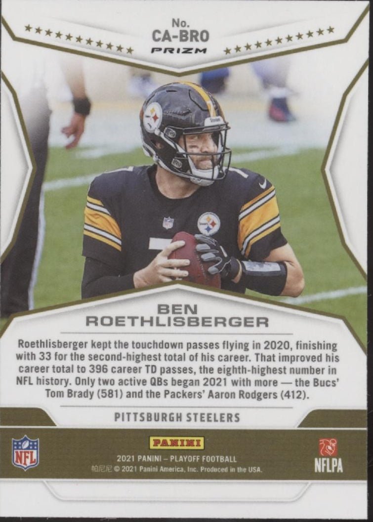 Ben Roethlisberger 2021 Panini Playoff Call to Arms Purple Prizm #CA - BRO - Collector Store LLC