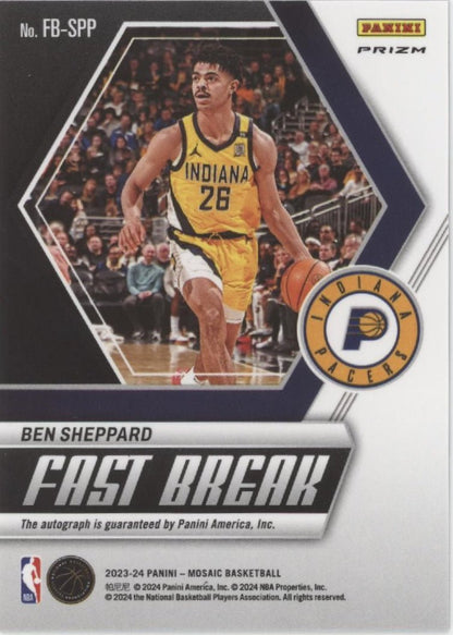 Ben Sheppard 2023 - 24 Panini Mosaic Fast Break Prizm RC Auto #FB - SPP - Collector Store LLC