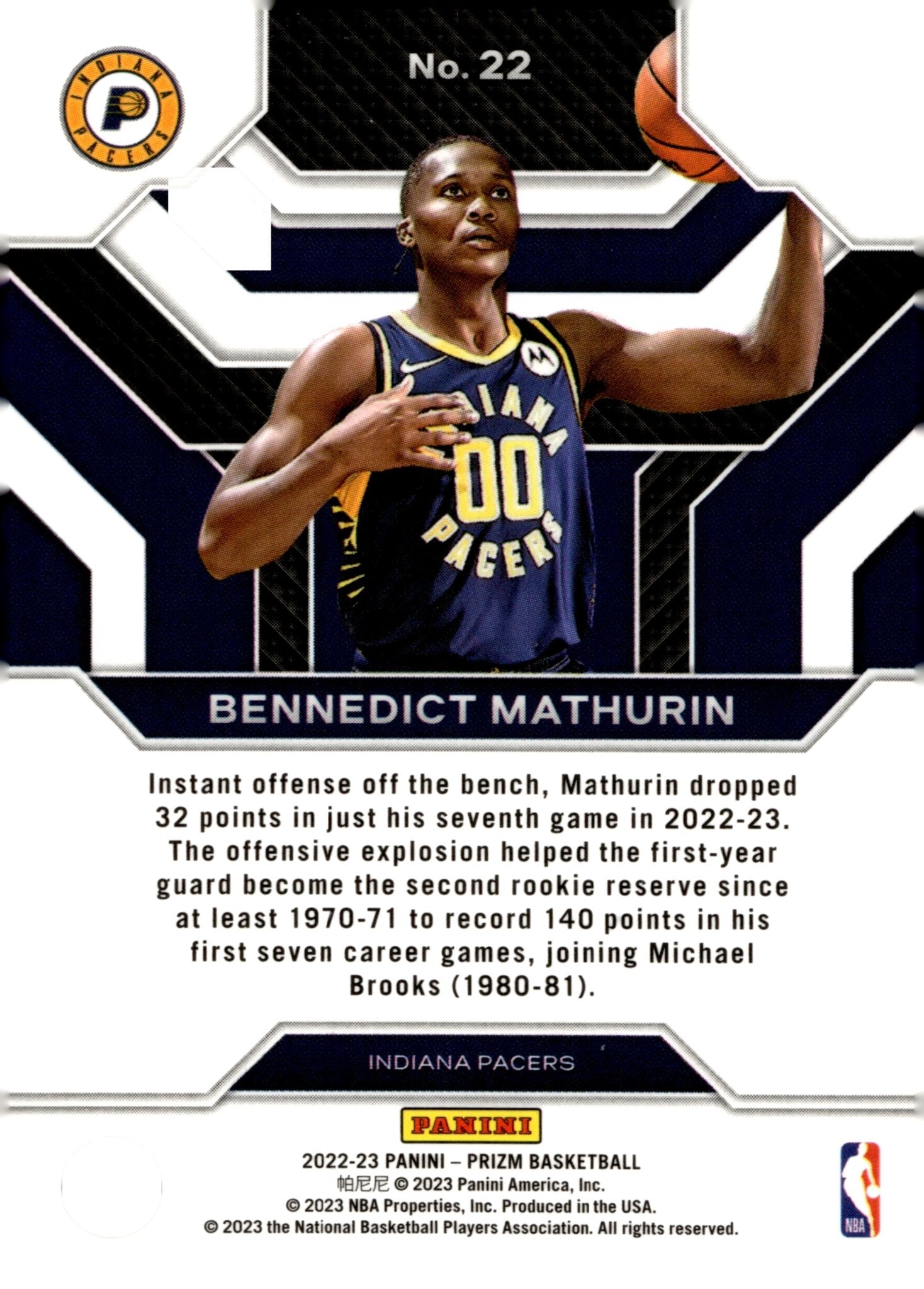 Bennedict Mathruin 2022 - 23 Panini Prizm Emergent RC #22 - Collector Store LLC