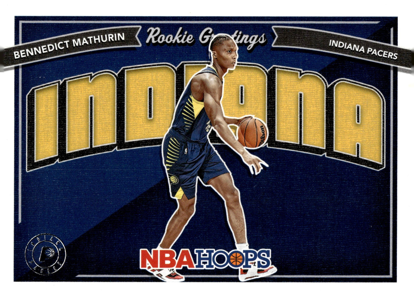 Bennedict Mathurin 2022 - 23 Panini Hoops Greetings From Indiana RC #6 - Collector Store LLC