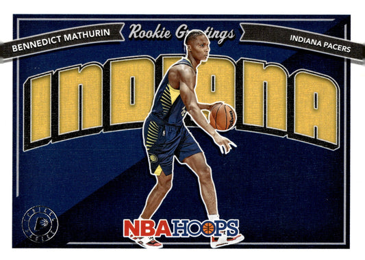 Bennedict Mathurin 2022 - 23 Panini Hoops Greetings From Indiana RC #6 - Collector Store LLC