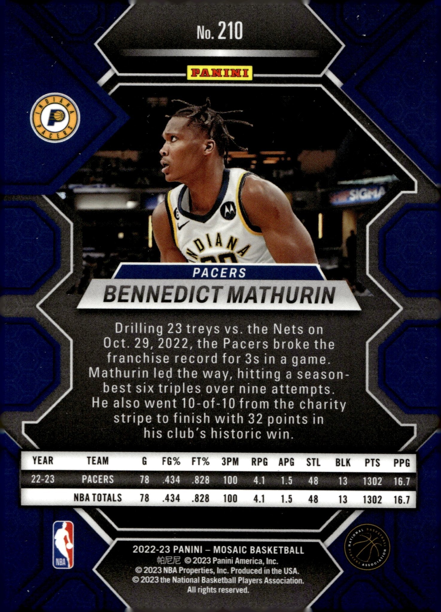 Bennedict Mathurin 2022 - 23 Panini Mosaic RC #210 - Collector Store LLC