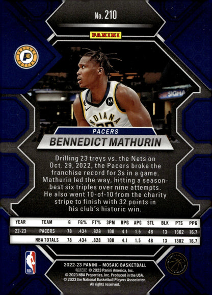 Bennedict Mathurin 2022 - 23 Panini Mosaic RC #210 - Collector Store LLC