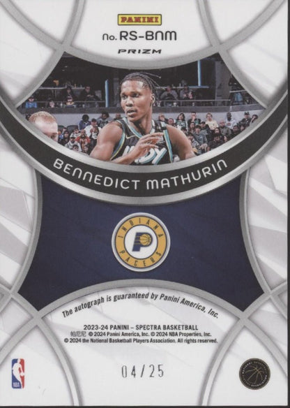 Bennedict Mathurin 2023 - 24 Panini Spectra Radiant Meta Prizm Auto 04/25 - Collector Store LLC