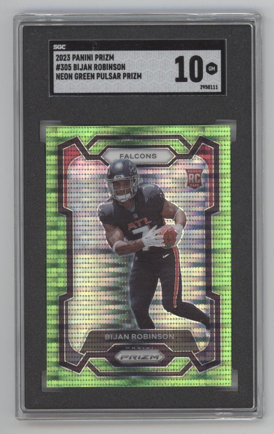 Bijan Robinson 2023 Panini Prizm Neon Green Pulsar Prizm RC #305 SGC 10 - Collector Store LLC