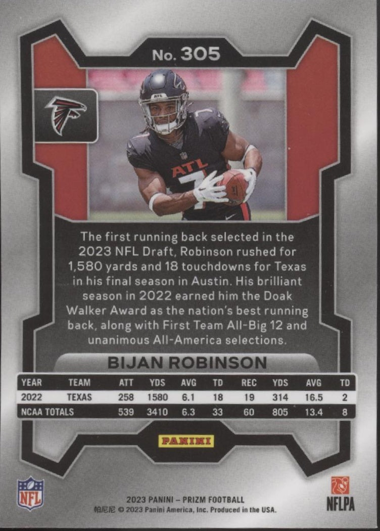 Bijan Robinson 2023 Panini Prizm RC #305 - Collector Store LLC
