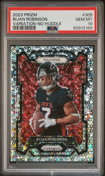 Bijan Robinson 2023 Panini Prizm Variation No Huddle Prizm RC #305 PSA 10 - Collector Store LLC