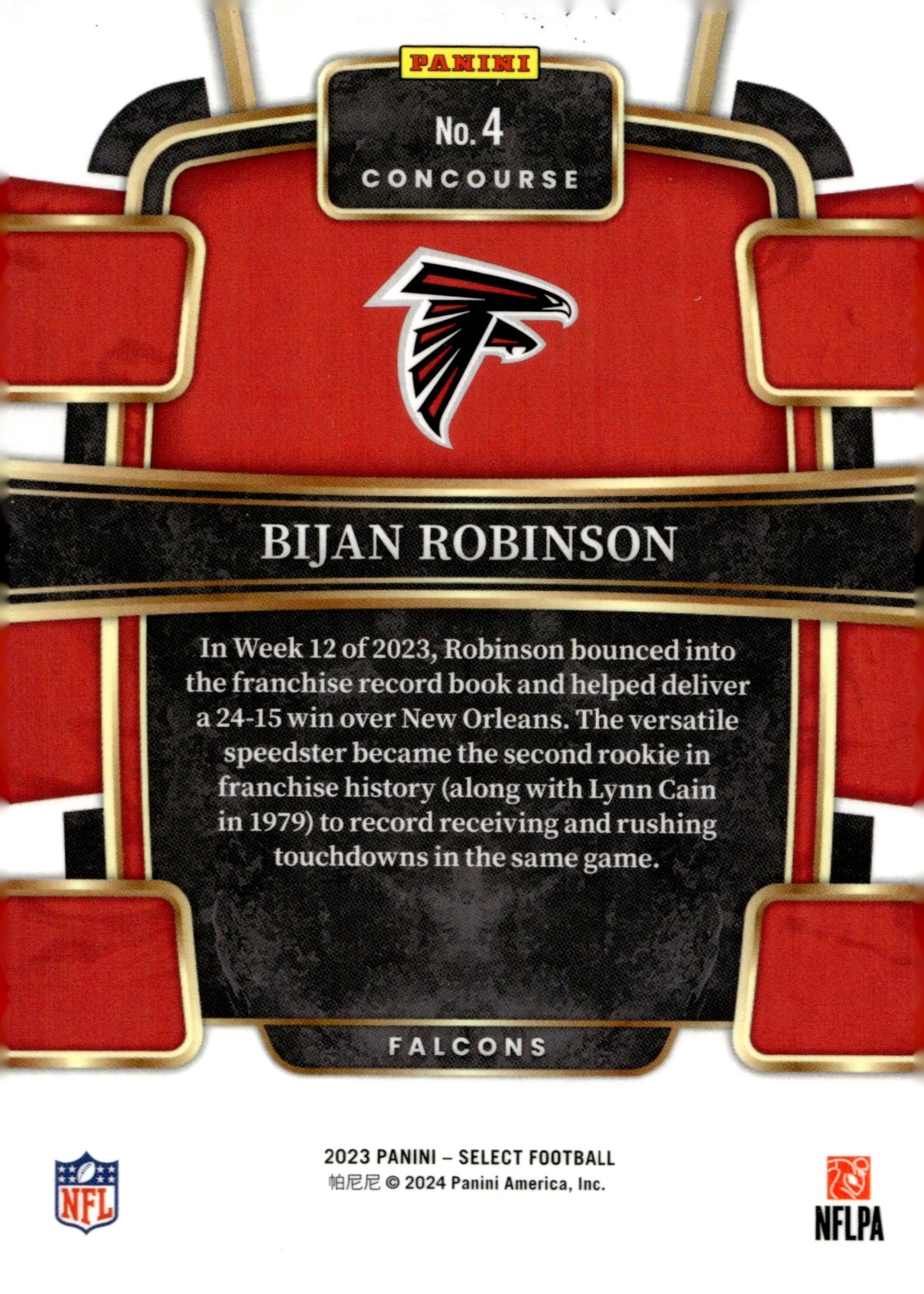 Bijan Robinson 2023 Panini Select RC #4 #1 - Collector Store LLC