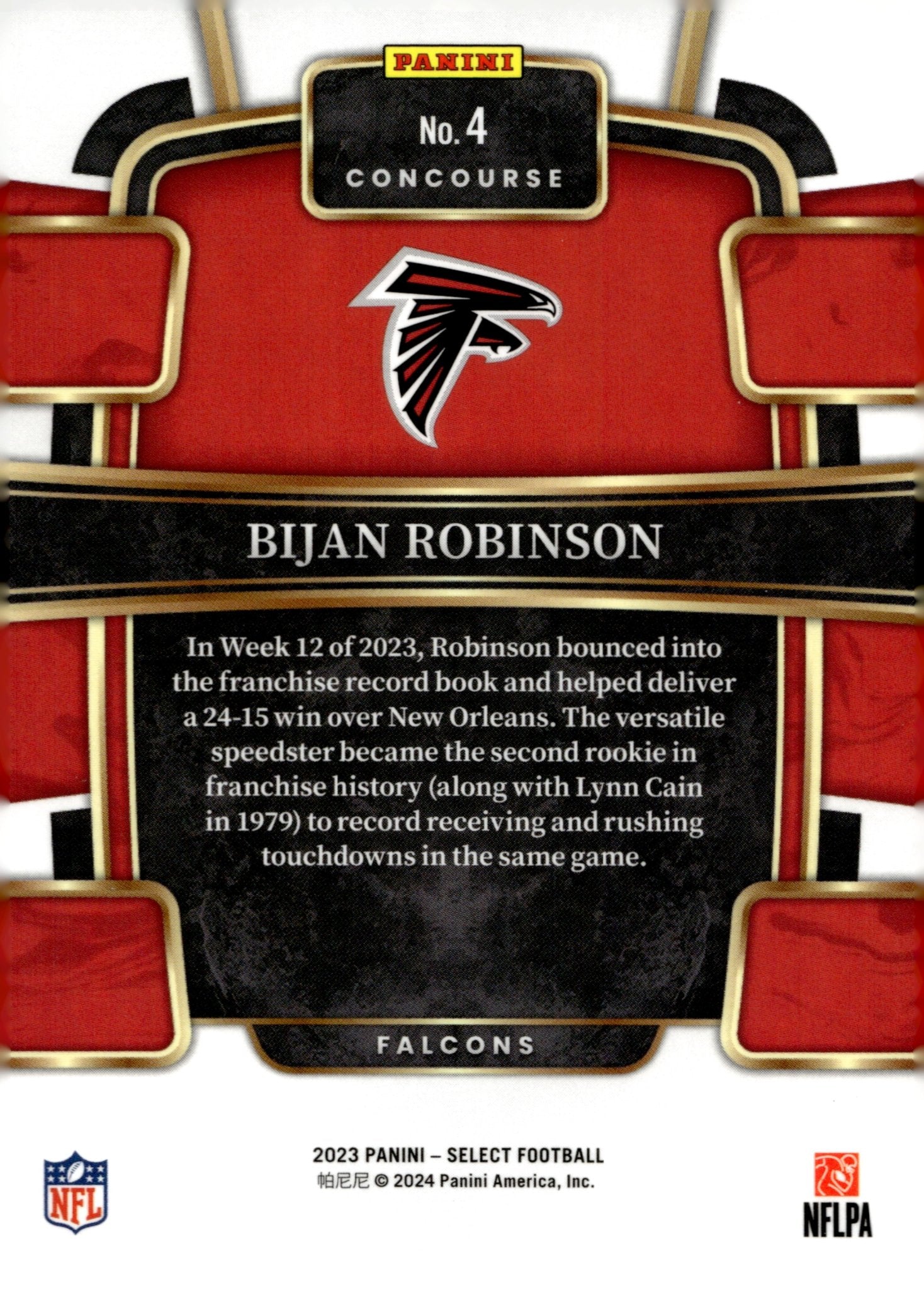 Bijan Robinson 2023 Panini Select RC #4 #2 - Collector Store LLC