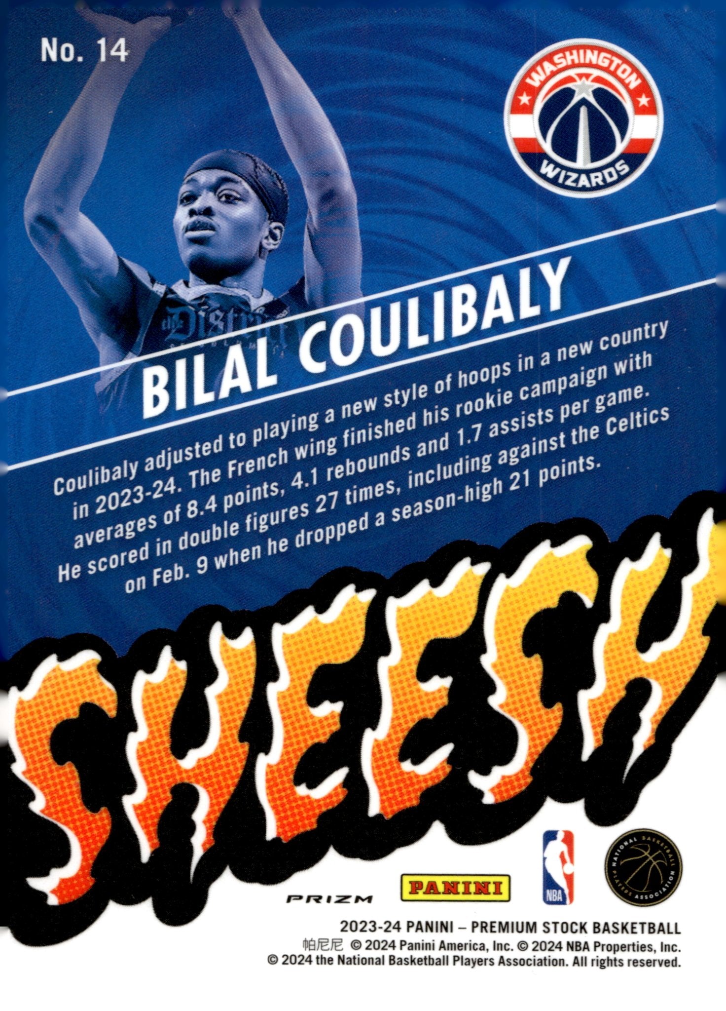 Bilial Coulibaly 2023 - 24 Panini Premium Stock Sheesh Prizm RC #14 - Collector Store LLC